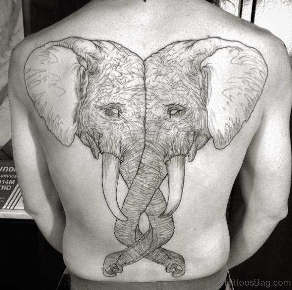 Big Elephant Tattoo On Back