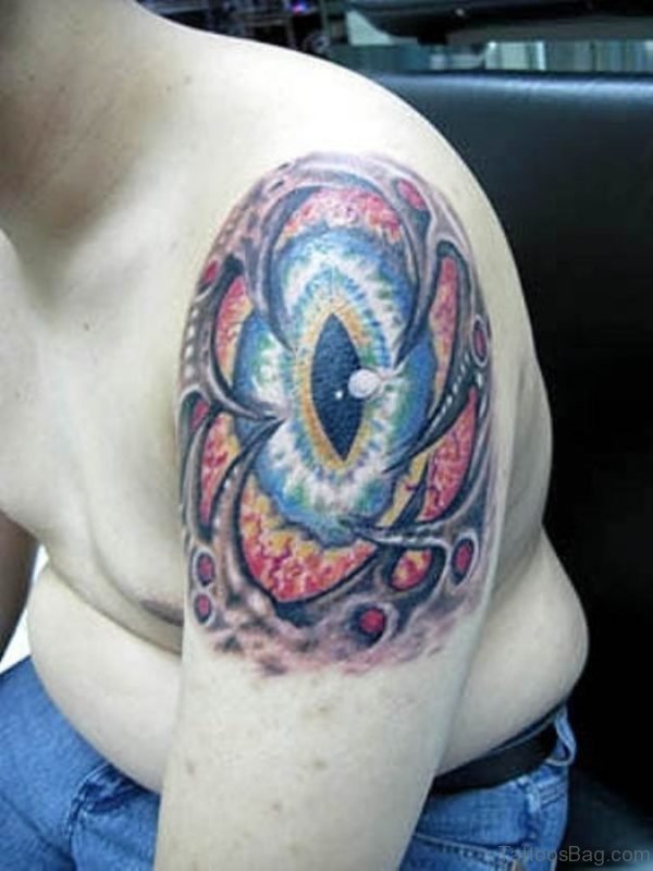 Big Eye Tattoo On Shoulder 