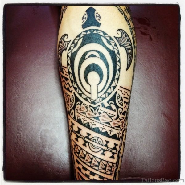Binary Code Tattoo On Calf