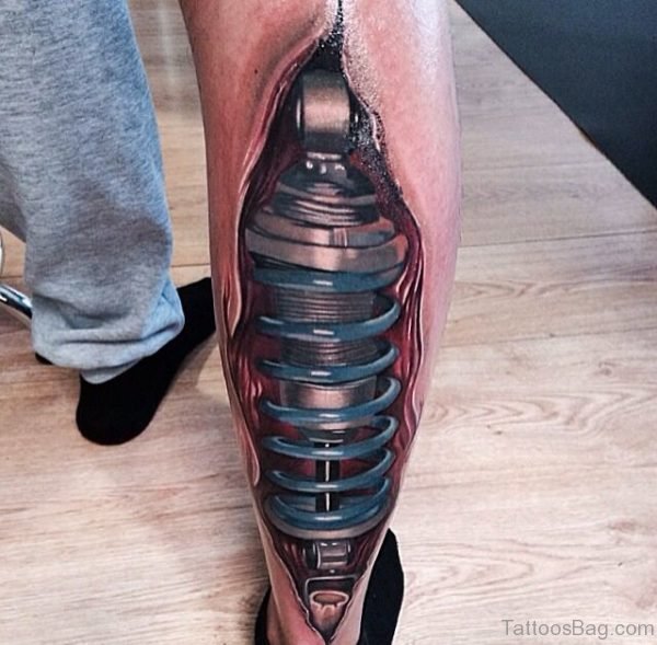 Bio Mechanical Leg Tattoo