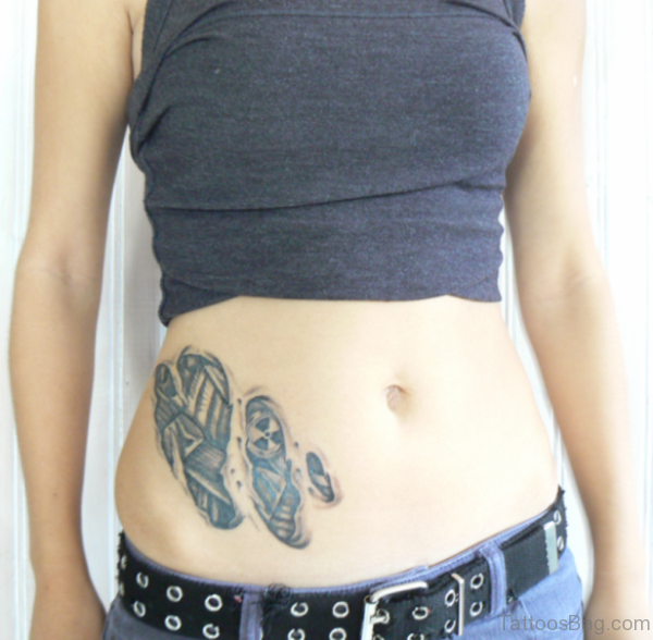 Biomechanical Tattoo On Waist