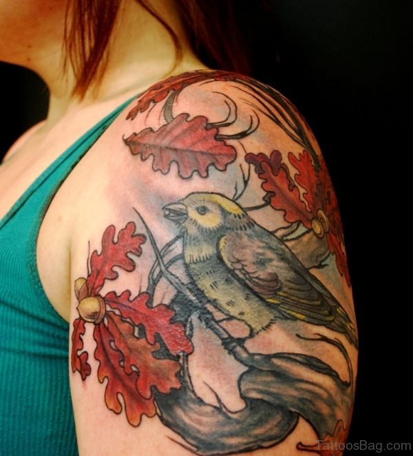Bird And Leaf Tattoo