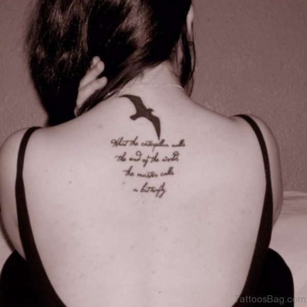 Bird Tattoo On Upper Back