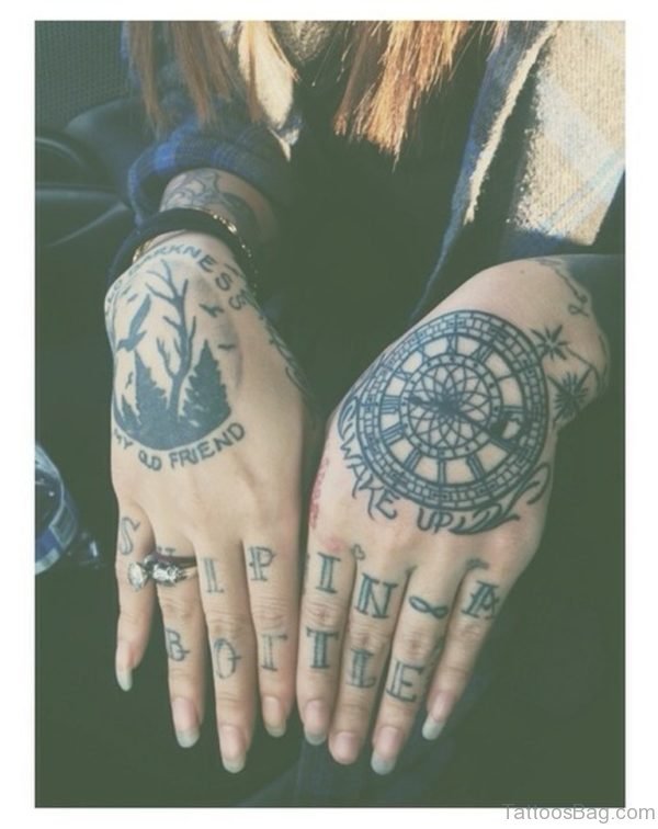 Birds And Compass Tattoo