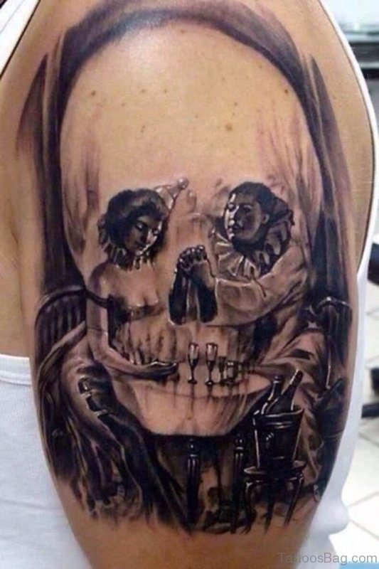 Black And Grey Skull Tattoo