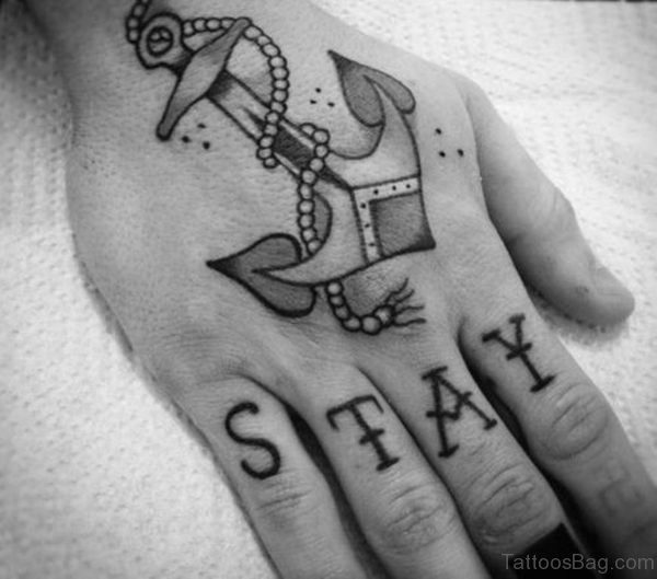 Black And White Anchor Tattoo