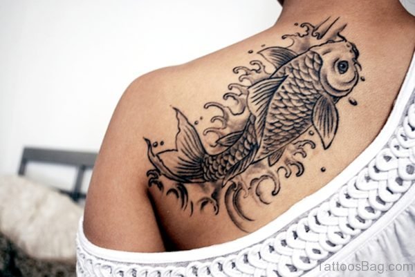 Black And White Fish Tattoo