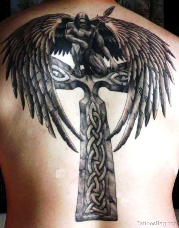 Black Archangel Tattoo On Back