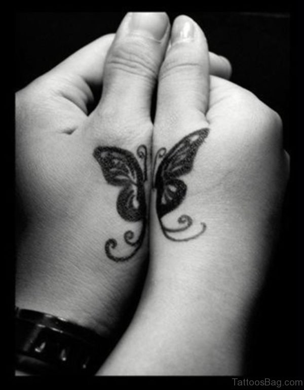 Black Butterfly Tattoo Design On Hand