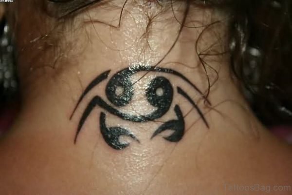 Black Cancer Neck Tattoo