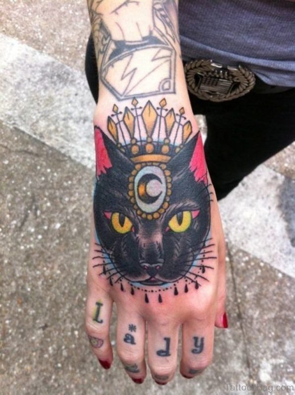 Black Ink Cat Tattoo