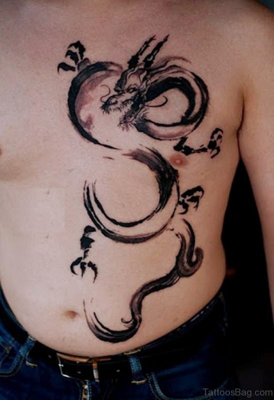 Black Ink Dragon Tattoo