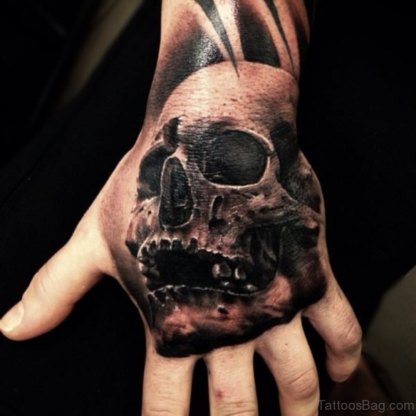 Black Ink Skull Tattoo