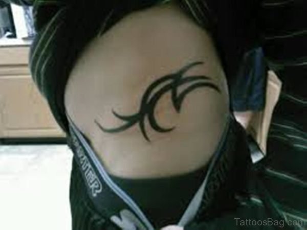 Black Ink Tribal Tattoo Design On Waist