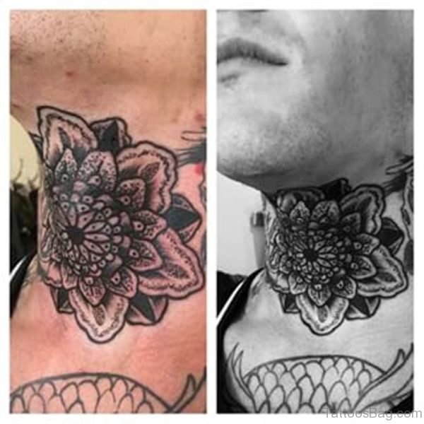 Black Mandala Neck Tattoo