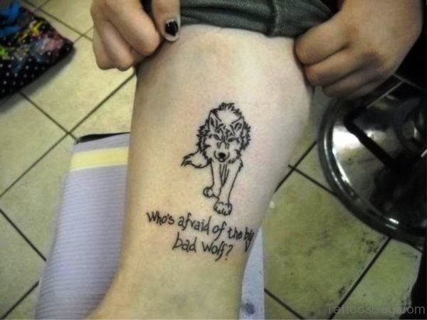 Black Outline Alpha Wolf Tattoo
