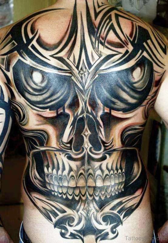 Black Skull Tattoo On Back