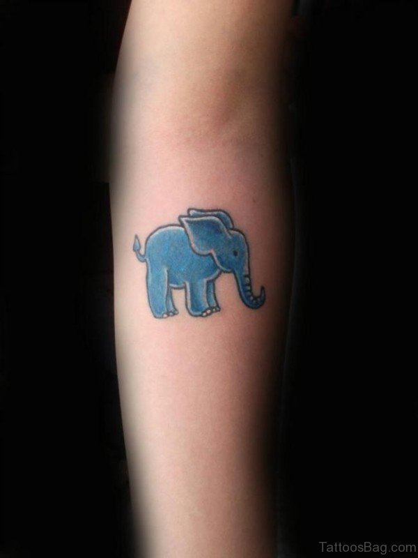 Blue Elephant Forearm Tattoo
