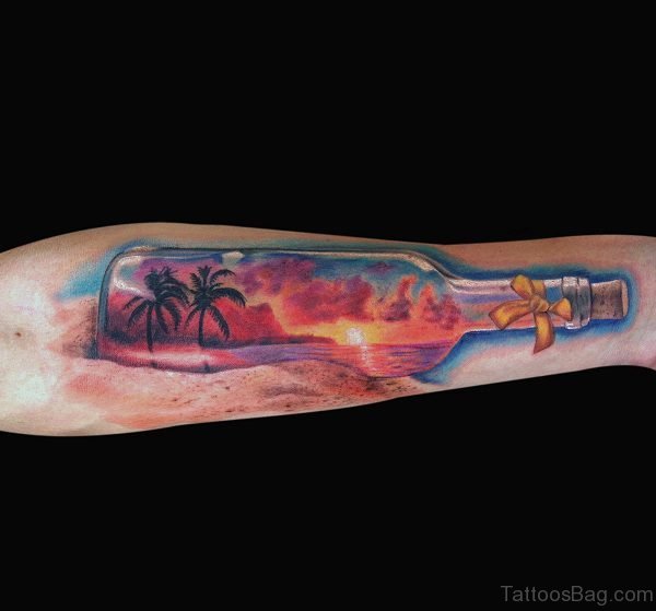 Bottle Tattoo Design On Arm