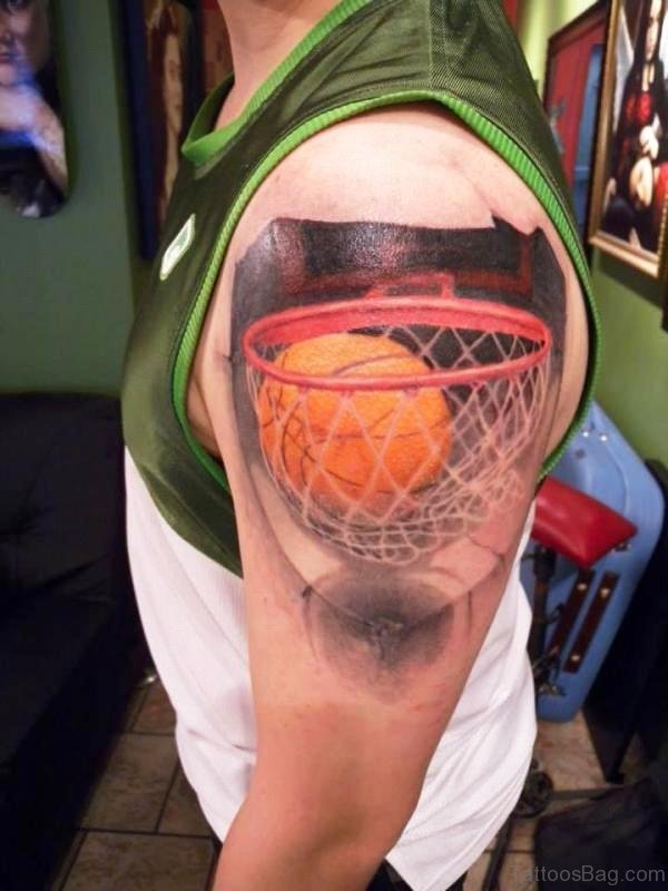 Brilliant Basketball Tattoo On Shoulder