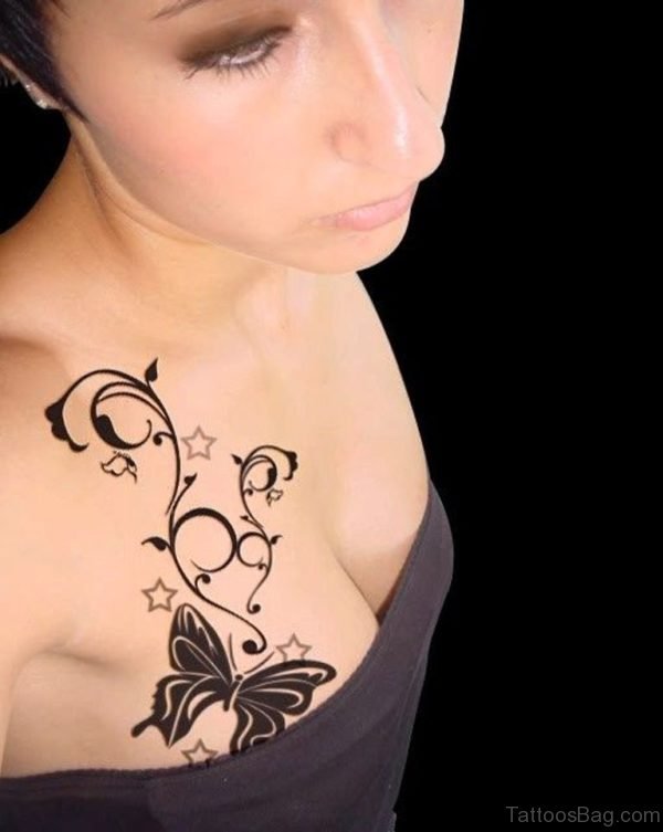 Butterfly Tattoo On Chest