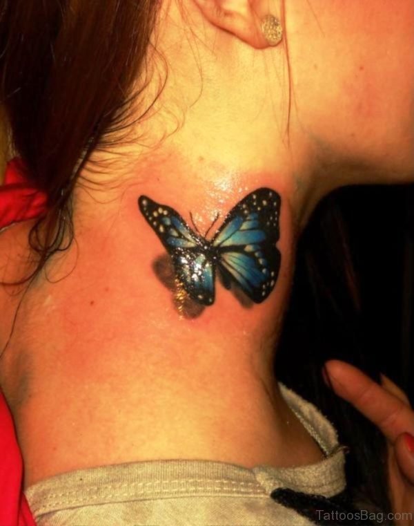 Butterfly Tattoo On Neck