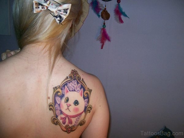 Cat In Mirror Tattoo On Shoulder