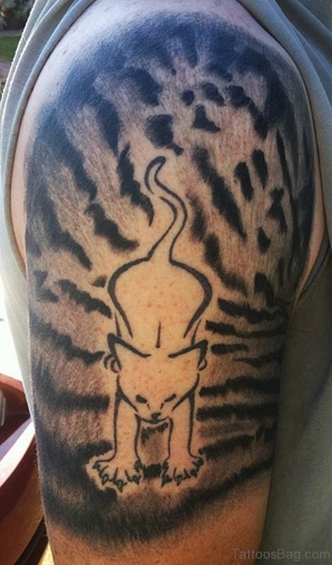 Cat Tattoo Design On Shoulder