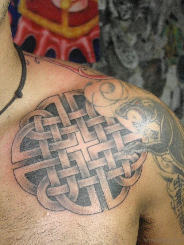 Celti Grey Ink Shoulder Tattoo