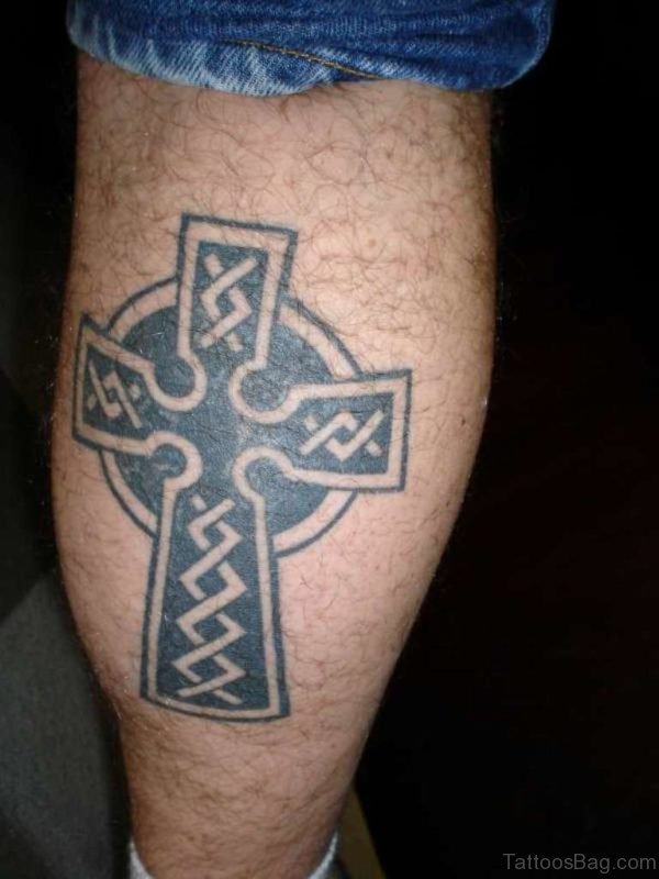 Celtic Cross Tattoo On Leg
