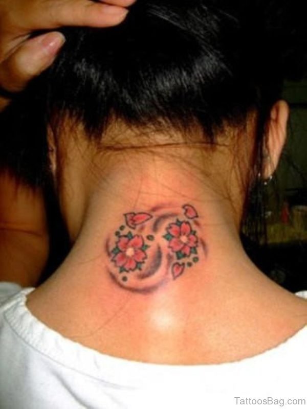 Cherry Flower Tattoo On Back