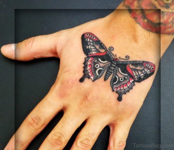 Classic Butterfly Tattoo On Hand