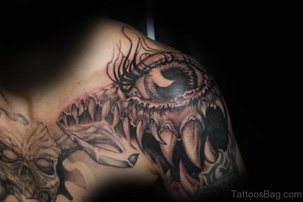 Classic Eye Tattoo On Shoulder
