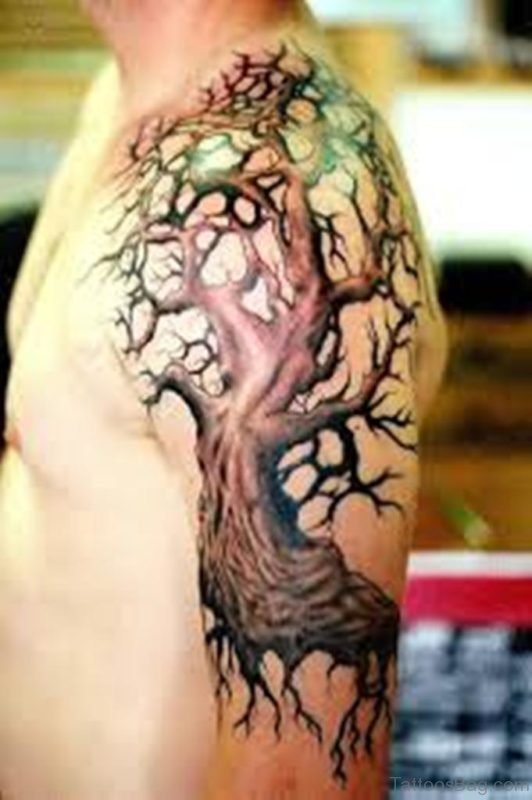 Colored Tree Tattoo 