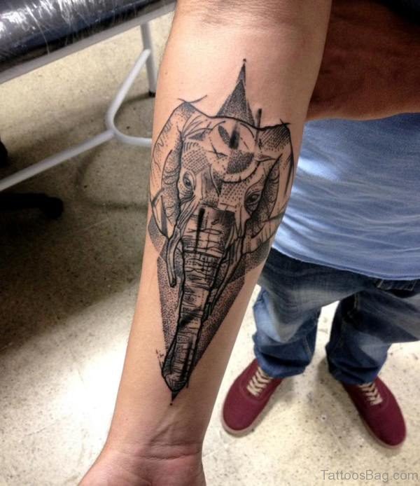 Classy Elephant Tattoo On Forearm