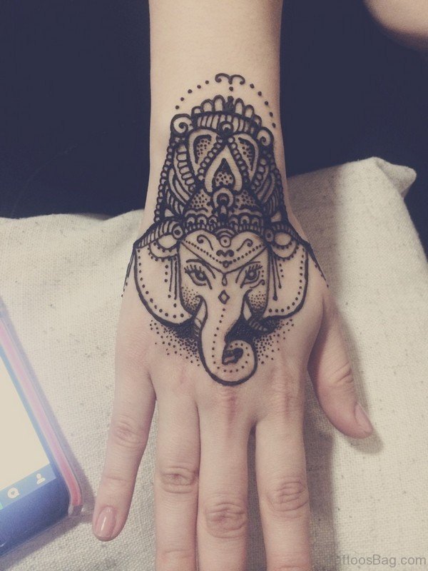 Classy Elephant Tattoo On Hand
