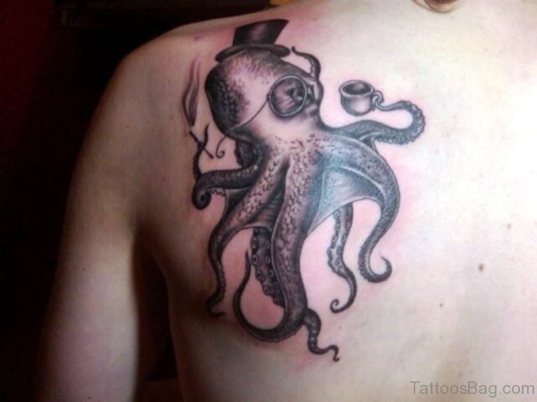Classy Octopus Tattoo On Shoulder
