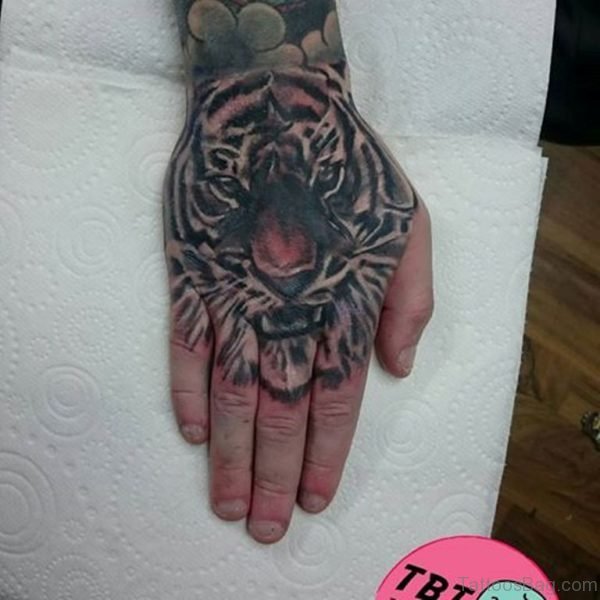 Classy Tiger Tattoo On Hand
