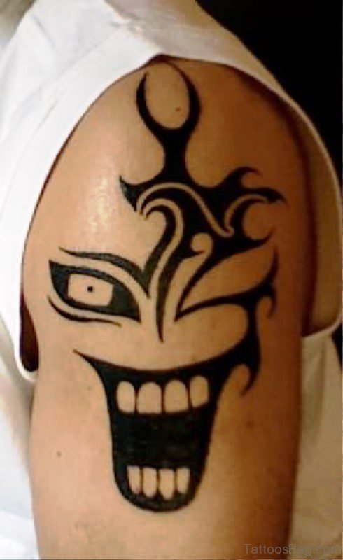 Clown Teeth Tattoo On Shoulder