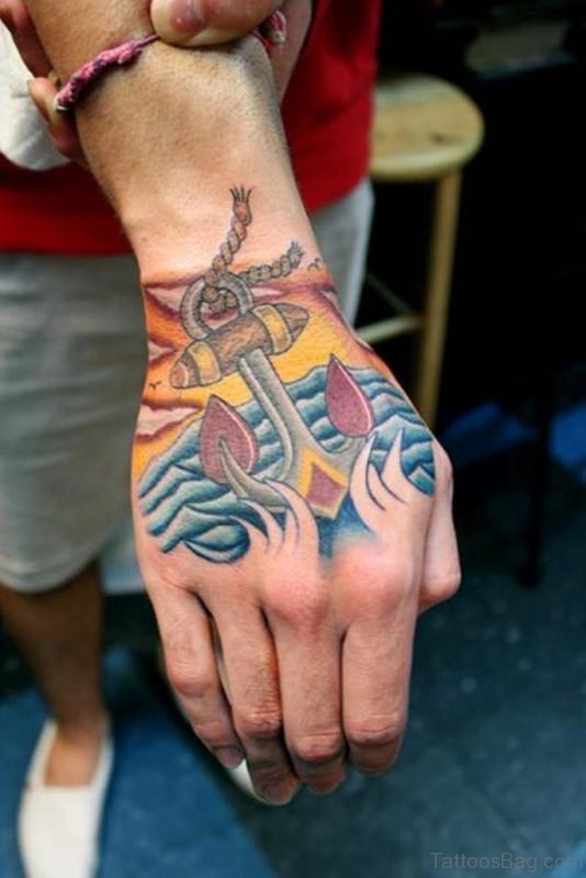 Colored Anchor Tattoo
