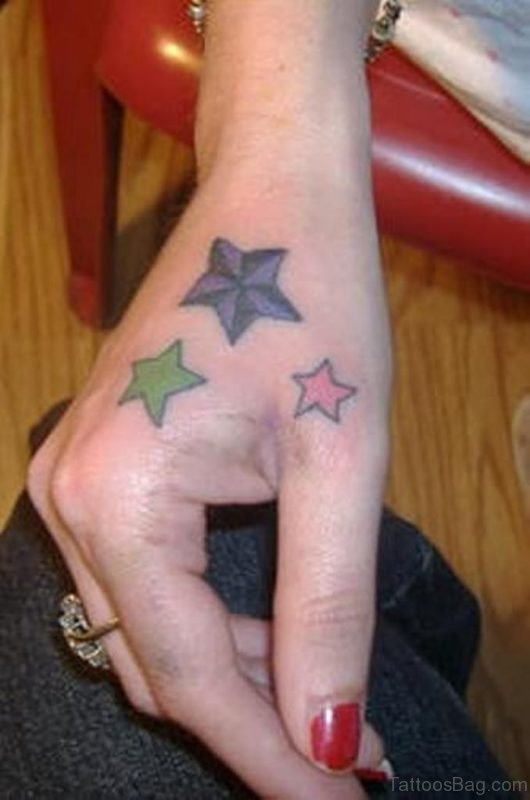Colored Star Tattoo