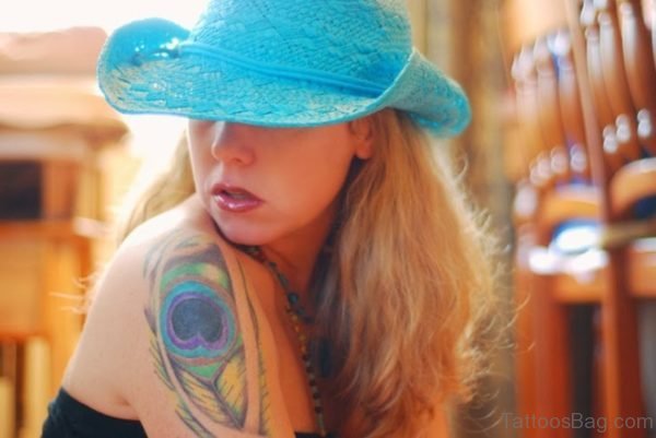 Colorful Peacock Feather Tattoo Design 1