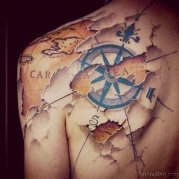 Compass Tattoo Design On Back