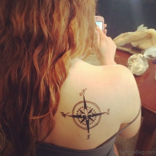 Compass Tattoo Design On Back