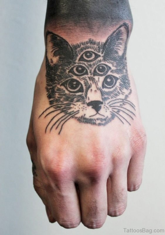 Cool Cat Tattoo On Hand