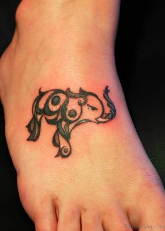 Cool Elephant Tattoo On Foot