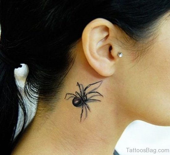 Cool Spider Tattoo On Neck