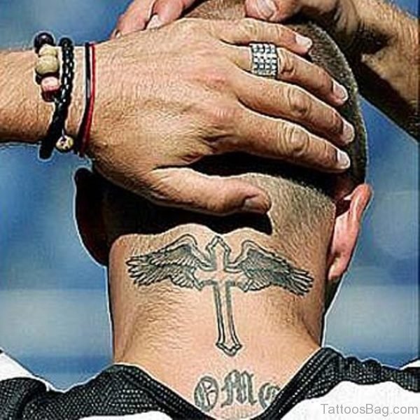 Cross Tattoo On Nape