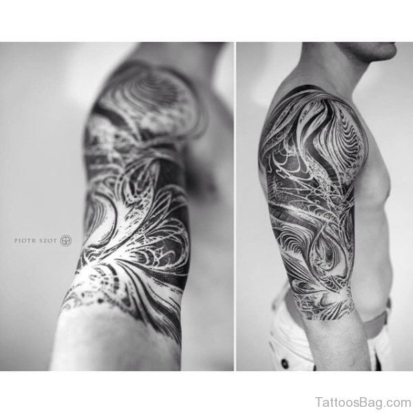 Curve Abstract Shoulder Tattoo