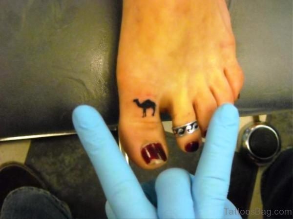 Cute Camel Tattoo On Toe